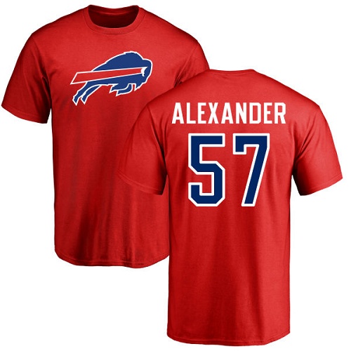 Men NFL Buffalo Bills #57 Lorenzo Alexander Red Name and Number Logo T Shirt